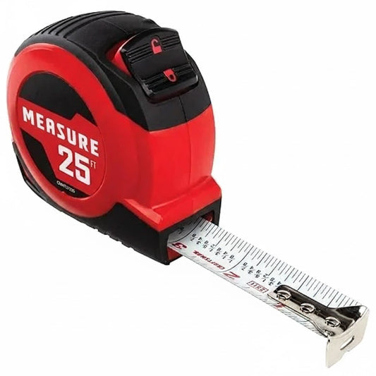 Ft Tape Measure with Fraction Markings, Retractable, Self-Locking Blade